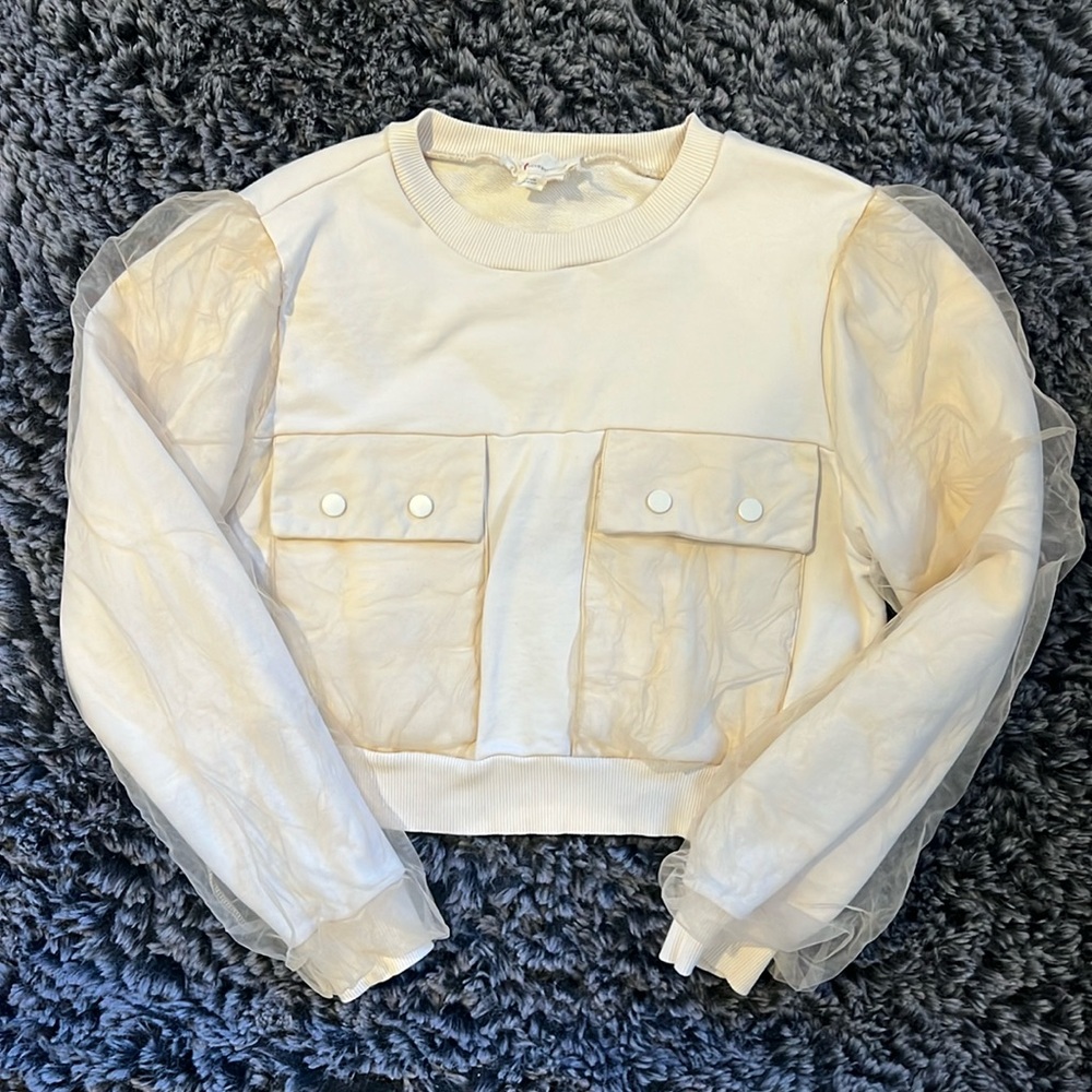 Cream sweatshirt by Anthropologie (M)